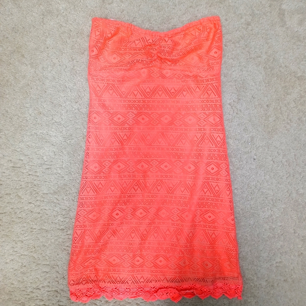 Coral strapless sundress